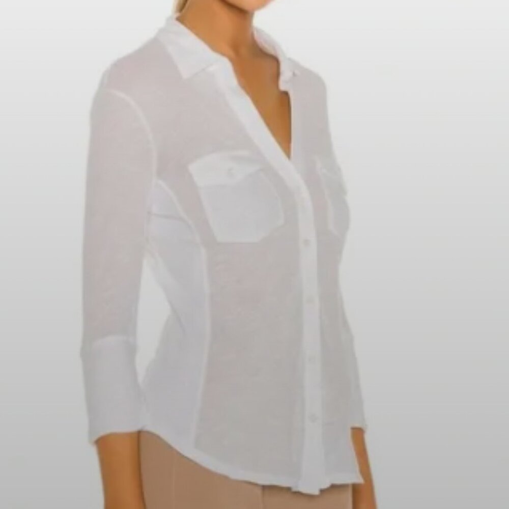 James Perse Ecru Cotton Slub Shirt Size 3